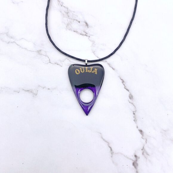 Black Purple Chrome Dipped Ouija Planchette Necklace - Picture 6 of 11